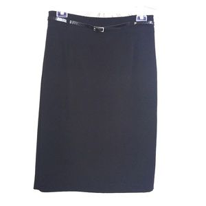 Dj & Co. Black Waisted Pencil Skirt With Belt 14